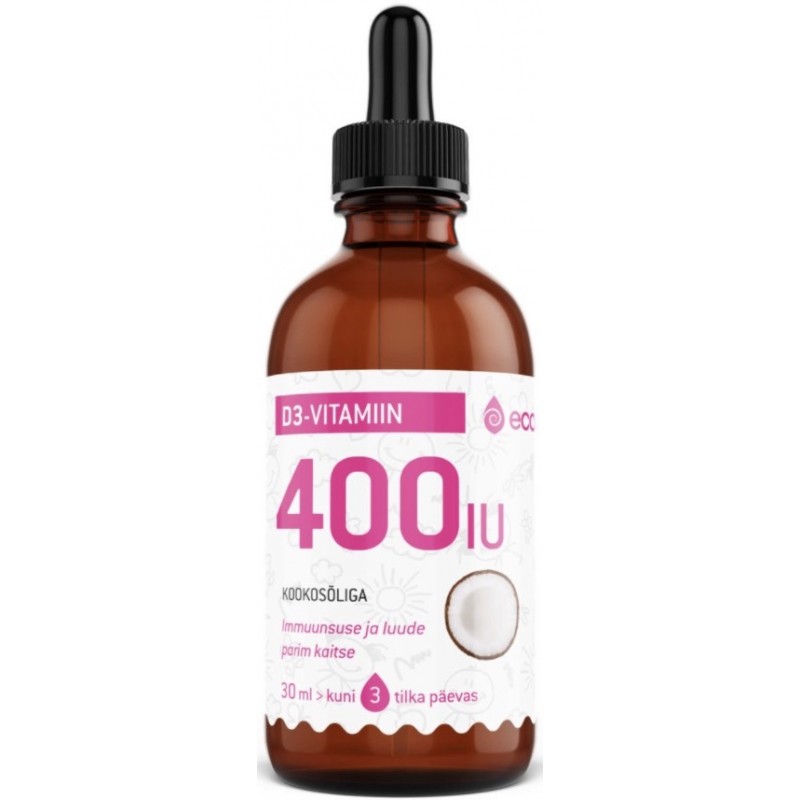 Ecosh D3 Vitamiin LASTELE kookose õli, 400 IU tilk, 30 ml foto